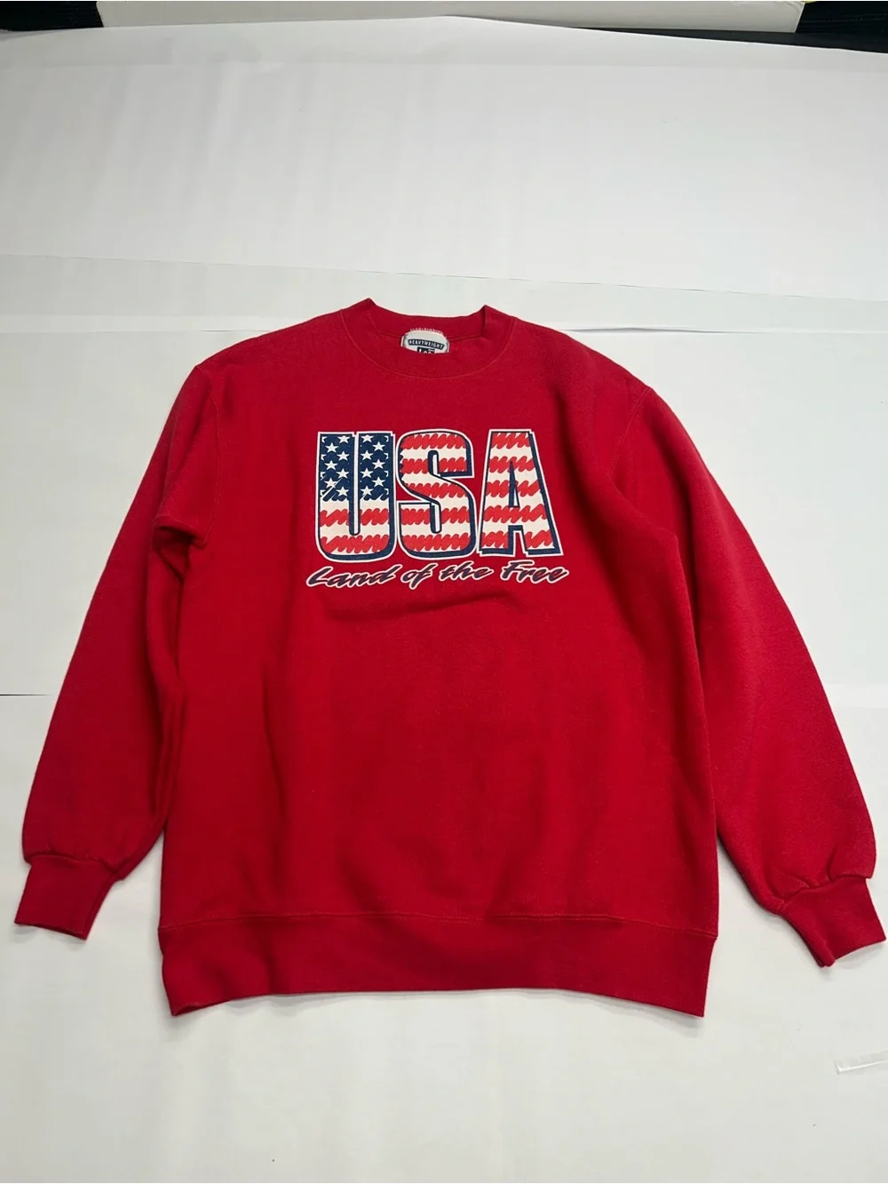 Vintage Lee Heavyweight USA Land of the Free Red Crewneck Sweatshirt Men Size S